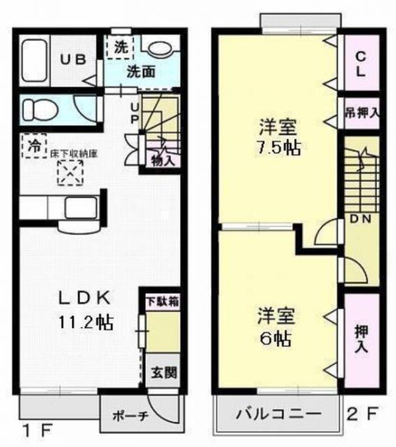 カーサボヌール I(2LDK/1階)の間取り写真
