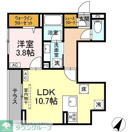 テムズフィオーレ(1LDK/1階)の間取り写真