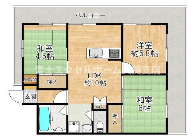 朝日プラザフェニックス(3LDK/5階)の間取り写真