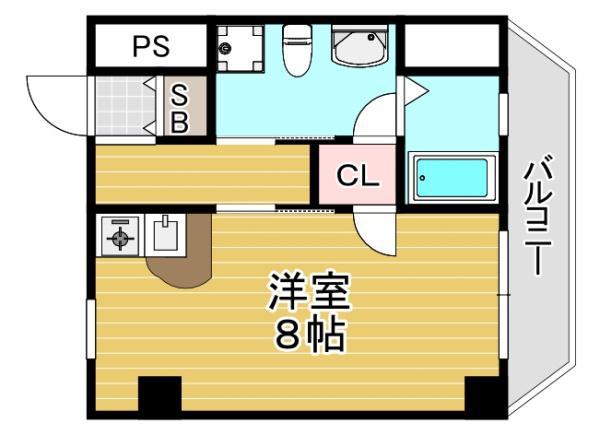 ドマーニ森ノ宮(ワンルーム/8階)の間取り写真