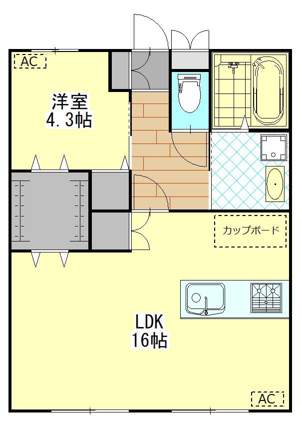 清水マンション(1LDK/3階)の間取り写真