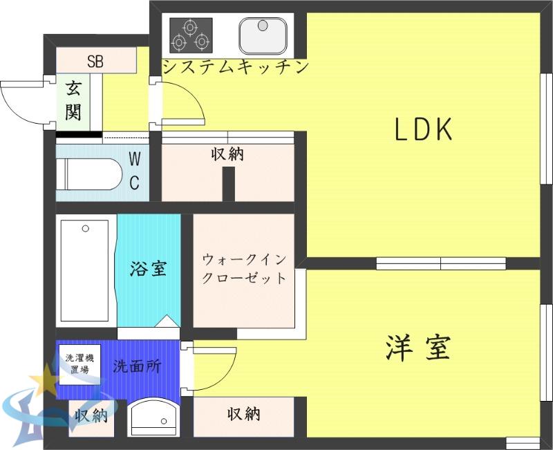 RーFINO札幌桑園(1LDK/3階)の間取り写真
