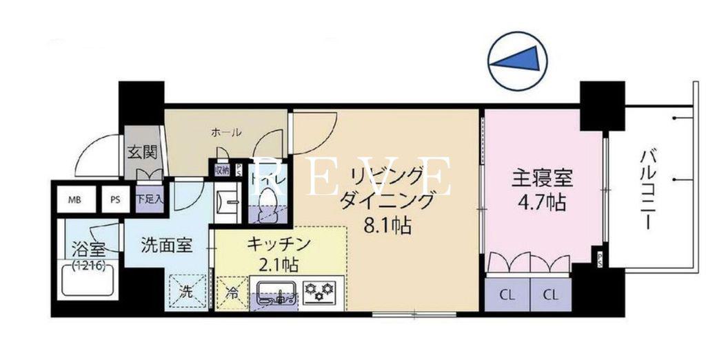 ガリシア グランデ 江戸川橋(1LDK/2階)の間取り写真