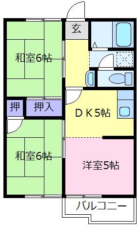 古川ハウスエイト(3DK/2階)の間取り写真