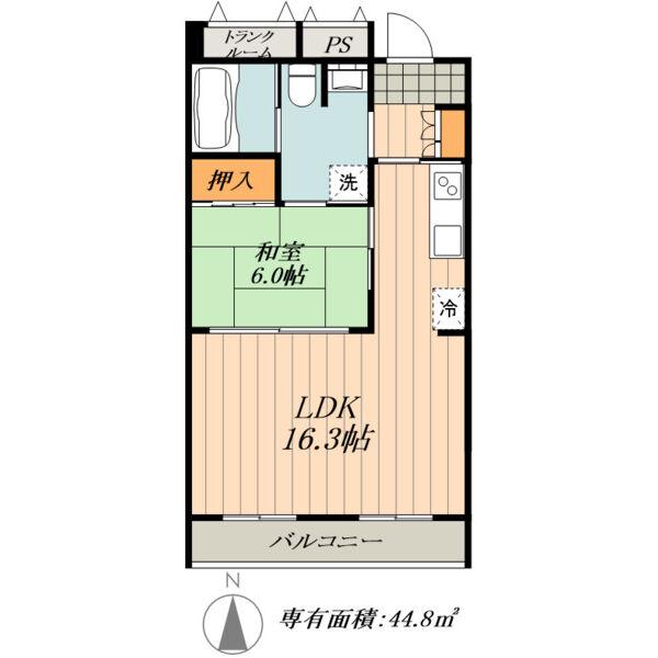 フォレストパーク千鳥(1LDK/4階)の間取り写真