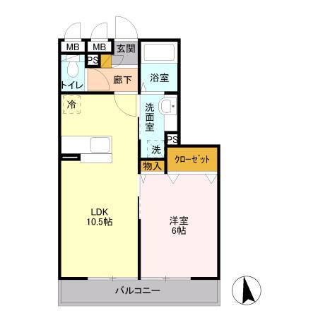 レガーロ(1LDK/2階)の間取り写真
