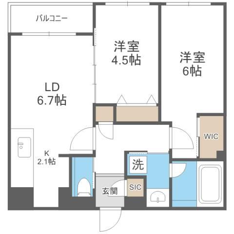 LIVECASA白石(2LDK/5階)の間取り写真