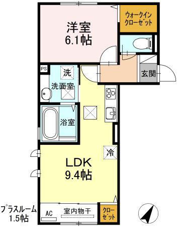 サンライズII(1LDK/1階)の間取り写真