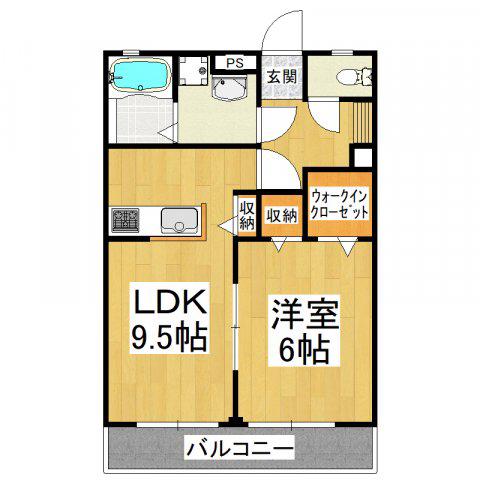 エスポワールII(1LDK/2階)の間取り写真