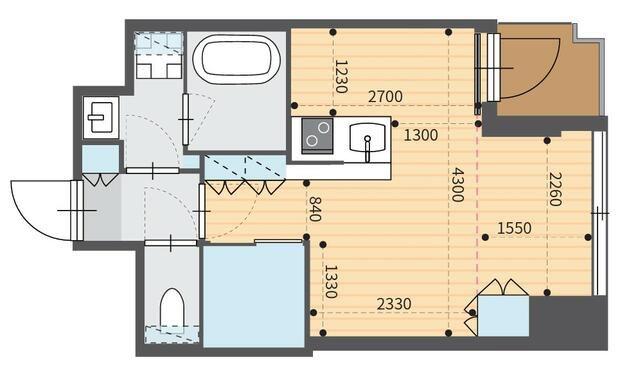 パークルール恵比寿(1LDK/5階)の間取り写真