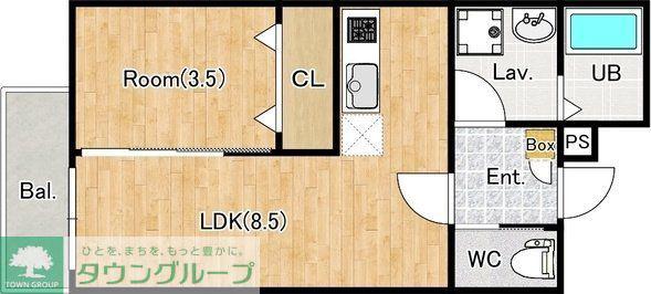ジーメゾン川越大袋新田(1LDK/2階)の間取り写真