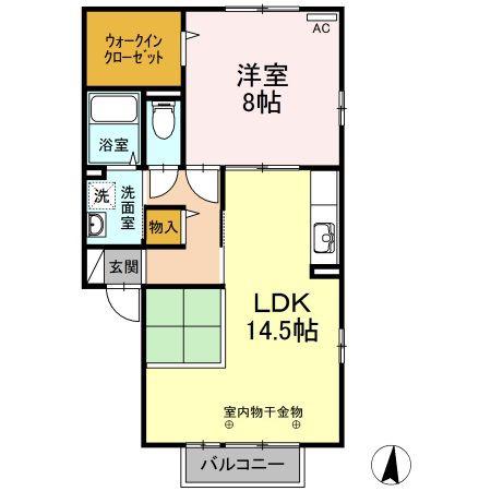 サニーハウス(1LDK/1階)の間取り写真