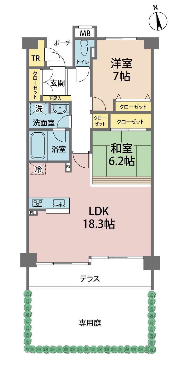 デュピア軽井沢(2LDK/1階)の間取り写真
