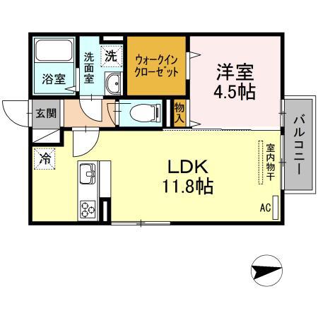 メゾンシャルム春日(1LDK/2階)の間取り写真