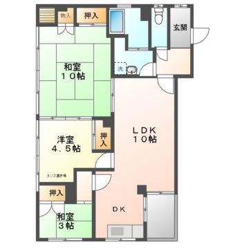 錦ビル(3LDK/3階)の間取り写真