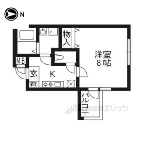 ラトゥール綾小路(1K/4階)の間取り写真