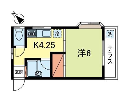プラトン(1K/1階)の間取り写真