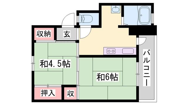 ビレッジハウス小坂(2K/5階)の間取り写真