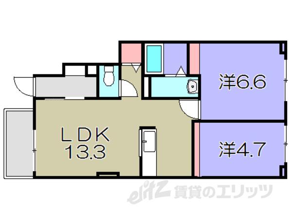 イーストガーデン(2LDK/1階)の間取り写真