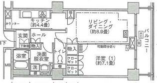 Jタワー西大井イーストタワー(1LDK/24階)の間取り写真
