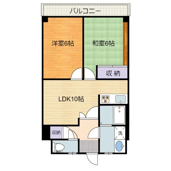 セントラルマンション(2LDK/7階)の間取り写真