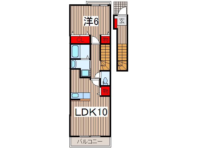 ラ クール(1LDK/2階)の間取り写真