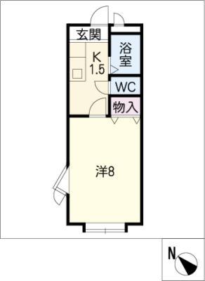 プランドールB(1K/2階)の間取り写真
