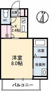 アスール高柳(1K/3階)の間取り写真