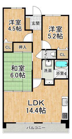 アプリーレ垂水(3LDK/5階)の間取り写真