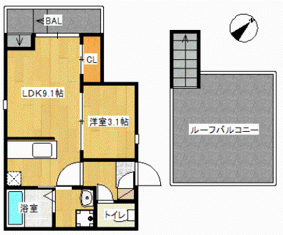 GRANDTIC ACERO(1LDK/2階)の間取り写真