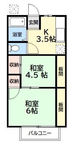 コーポ麻生(2K/1階)の間取り写真