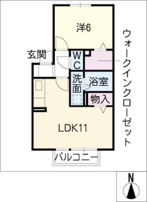 クレセール(1LDK/2階)の間取り写真
