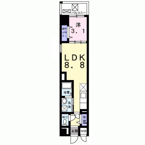 エテルノ阪急伊丹(1LDK/7階)の間取り写真