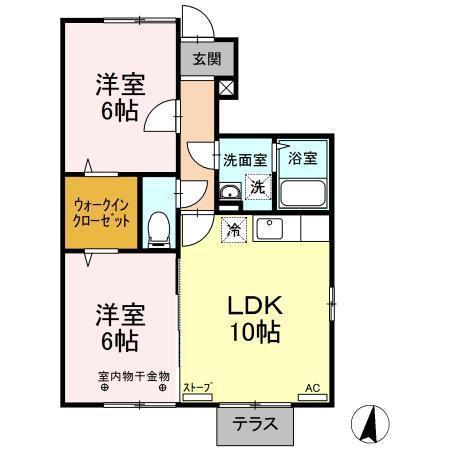 サンセール田園(2LDK/1階)の間取り写真