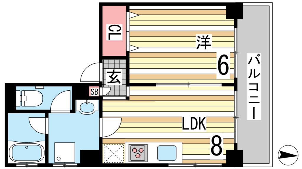 ポコアポコ塩屋OCEAN(1LDK/4階)の間取り写真