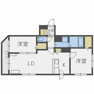 LARGE CASA西町(2LDK/4階)の間取り写真