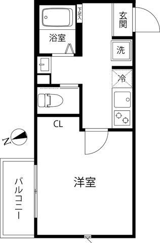 TS CUORE三ツ境I(1K/3階)の間取り写真