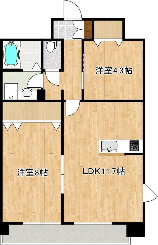 クロノス38花立(2LDK/6階)の間取り写真