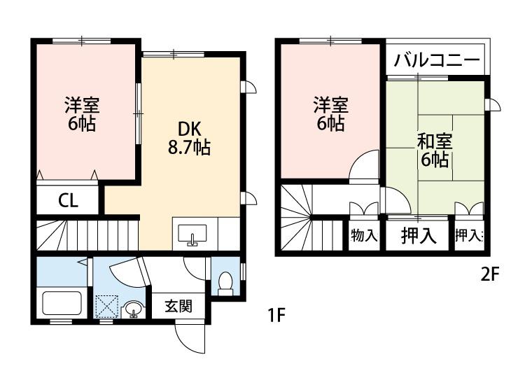 コーポ中島ツウセブンB(4LDK/1階)の間取り写真