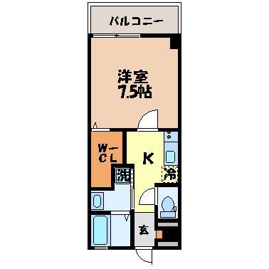 プランドール竹の久保(1K/4階)の間取り写真