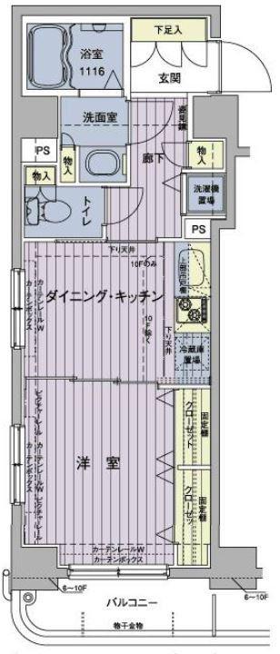 メインステージ浅草(1DK/4階)の間取り写真