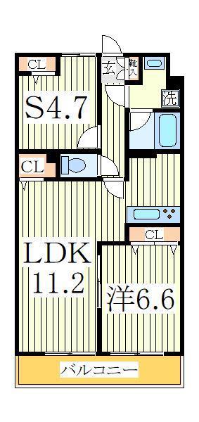 グリシーヌ(1SLDK/2階)の間取り写真