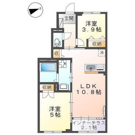 サンピノ(2LDK/1階)の間取り写真