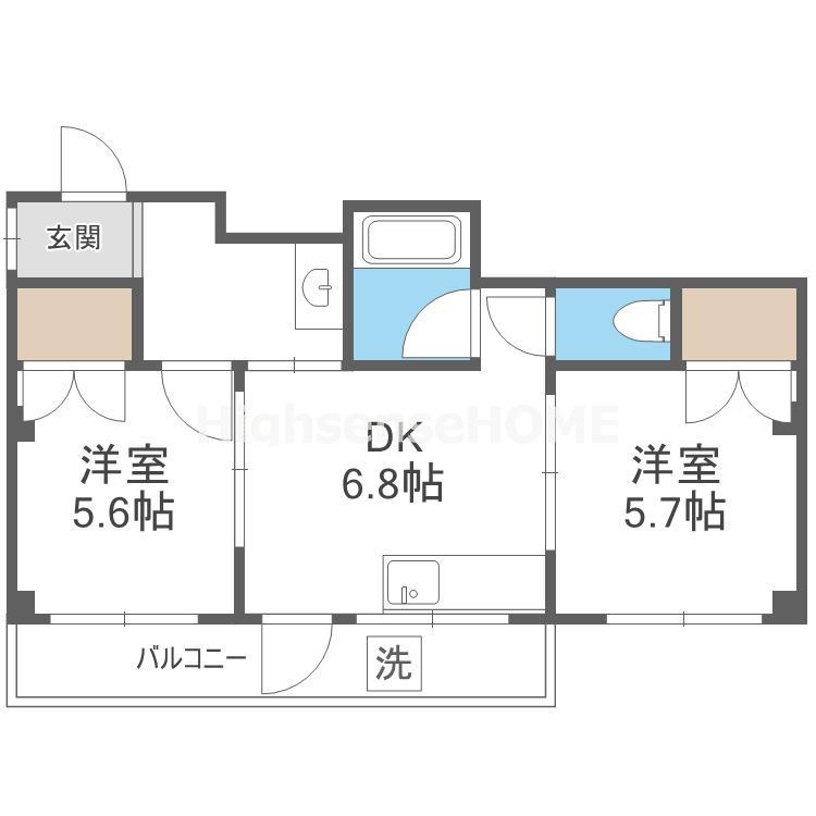 SUN清水(2DK/4階)の間取り写真