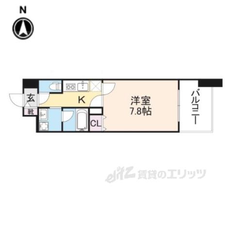 CASSIA住道(1K/6階)の間取り写真