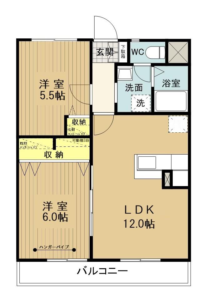 マンション稲葉(2LDK/4階)の間取り写真