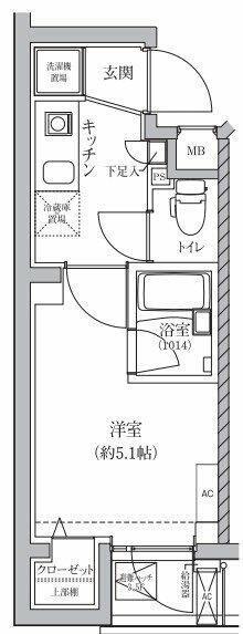 ベルシードステアー鶴見市場駅前(1K/4階)の間取り写真