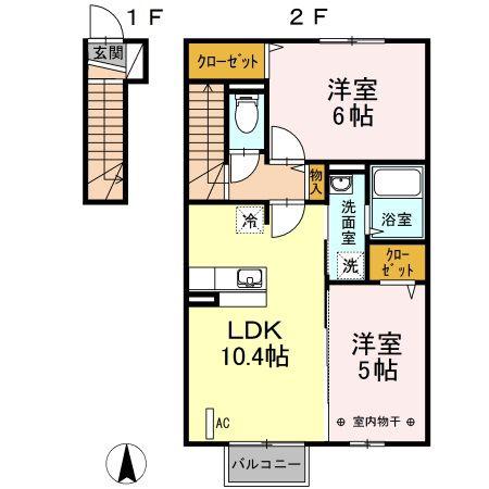 サン・イリゼA(2LDK/2階)の間取り写真