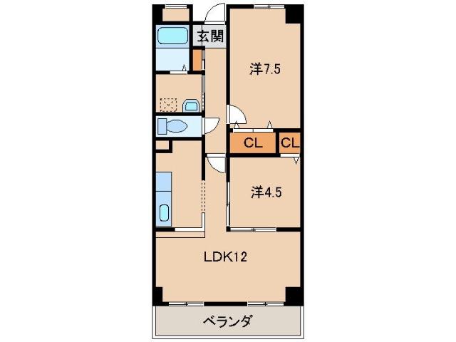 メゾン山水III(2LDK/3階)の間取り写真
