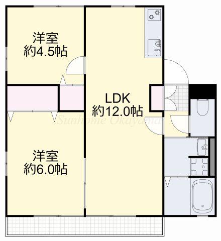 雅アパート 弐番館(2LDK/1階)の間取り写真